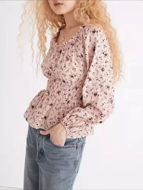 Madewell "Sophia" Floral Bouquet Smocked Top